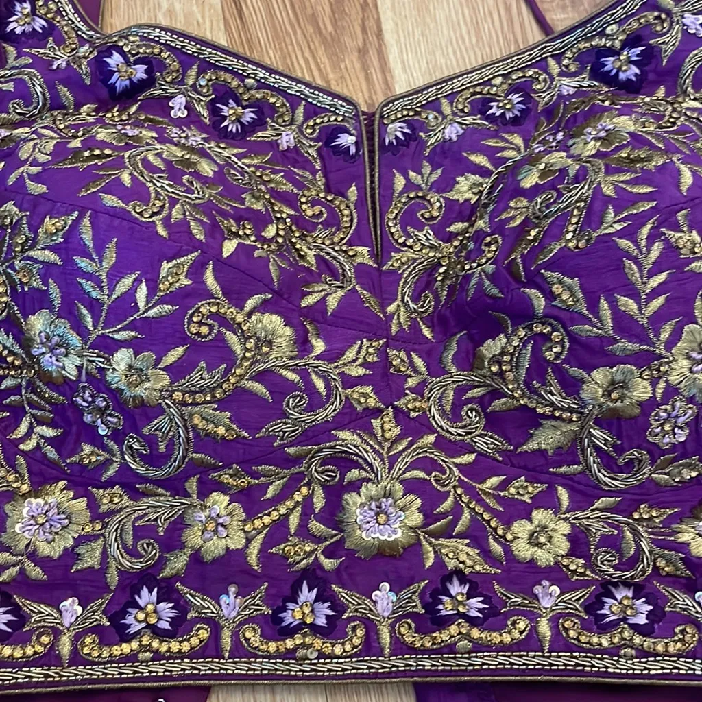 Purple&Gold Lehenga Indian Dress - Image 4