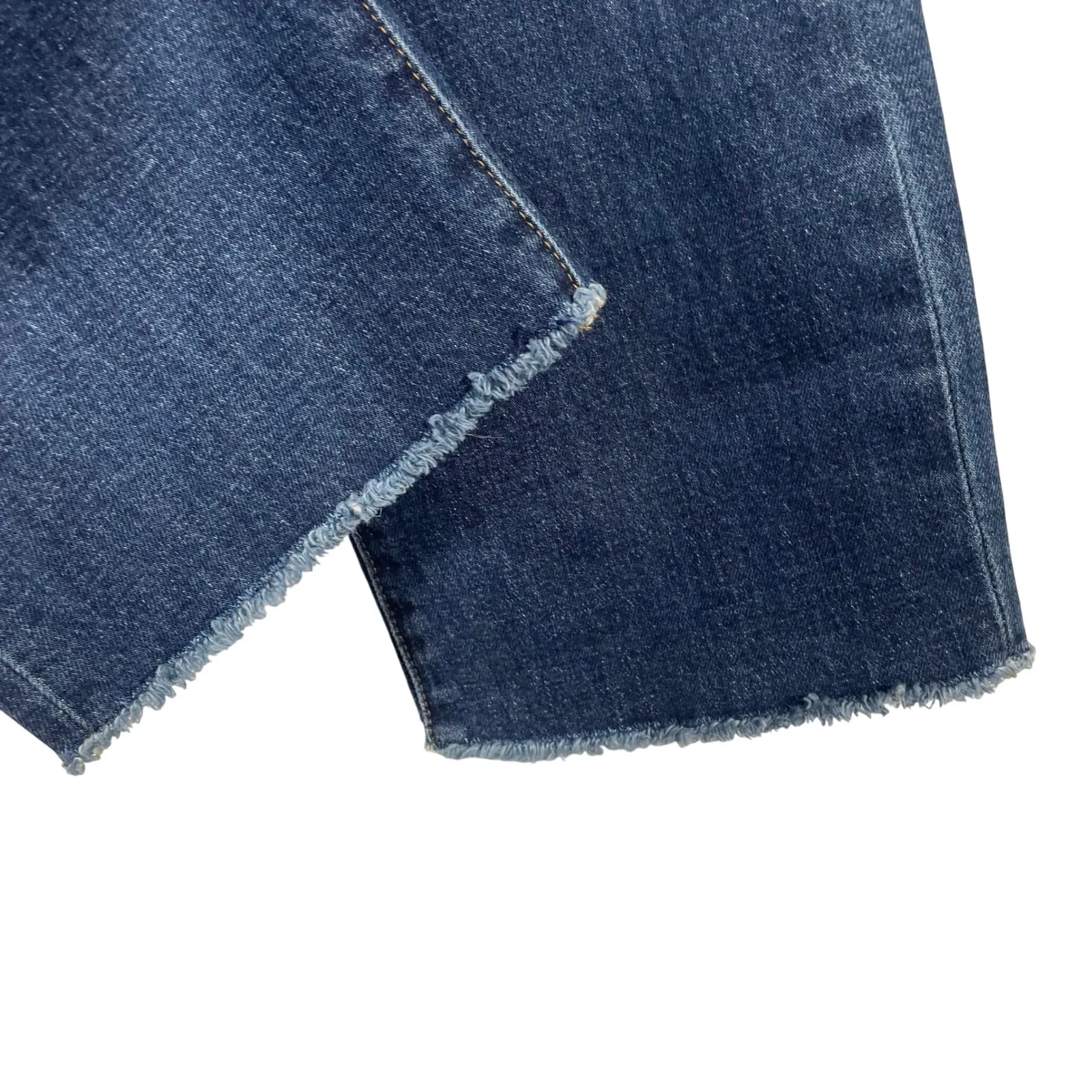 Point Sur Denim Distressed Straight Leg Jeans Medium Wash Raw Hem Women's 29 Blue - Image 8