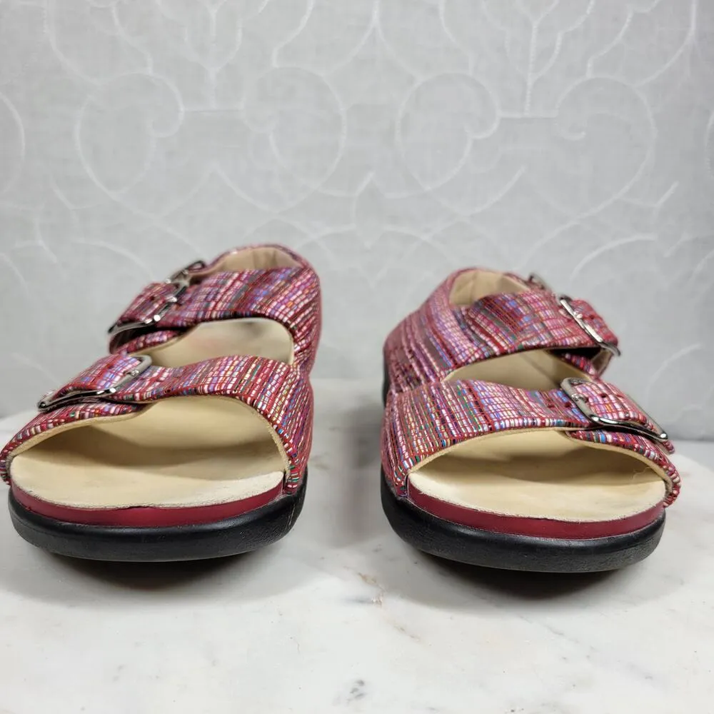 SAS Relaxed Rainbow Sandals Womens 7 Red Leather Open Toe Casual Slingback Strap Pink - Image 7