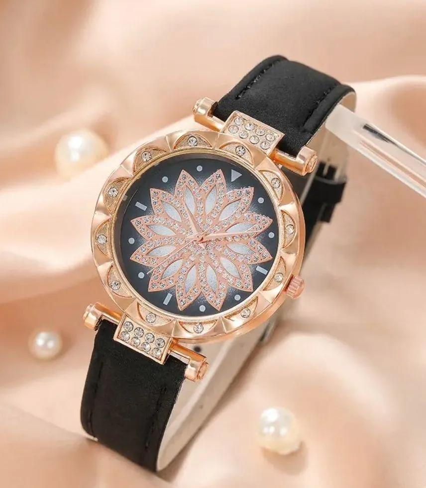 2 pc set Women Business Fashion Casual Round Pointer Quartz Watches + Bracelet Black - Image 4