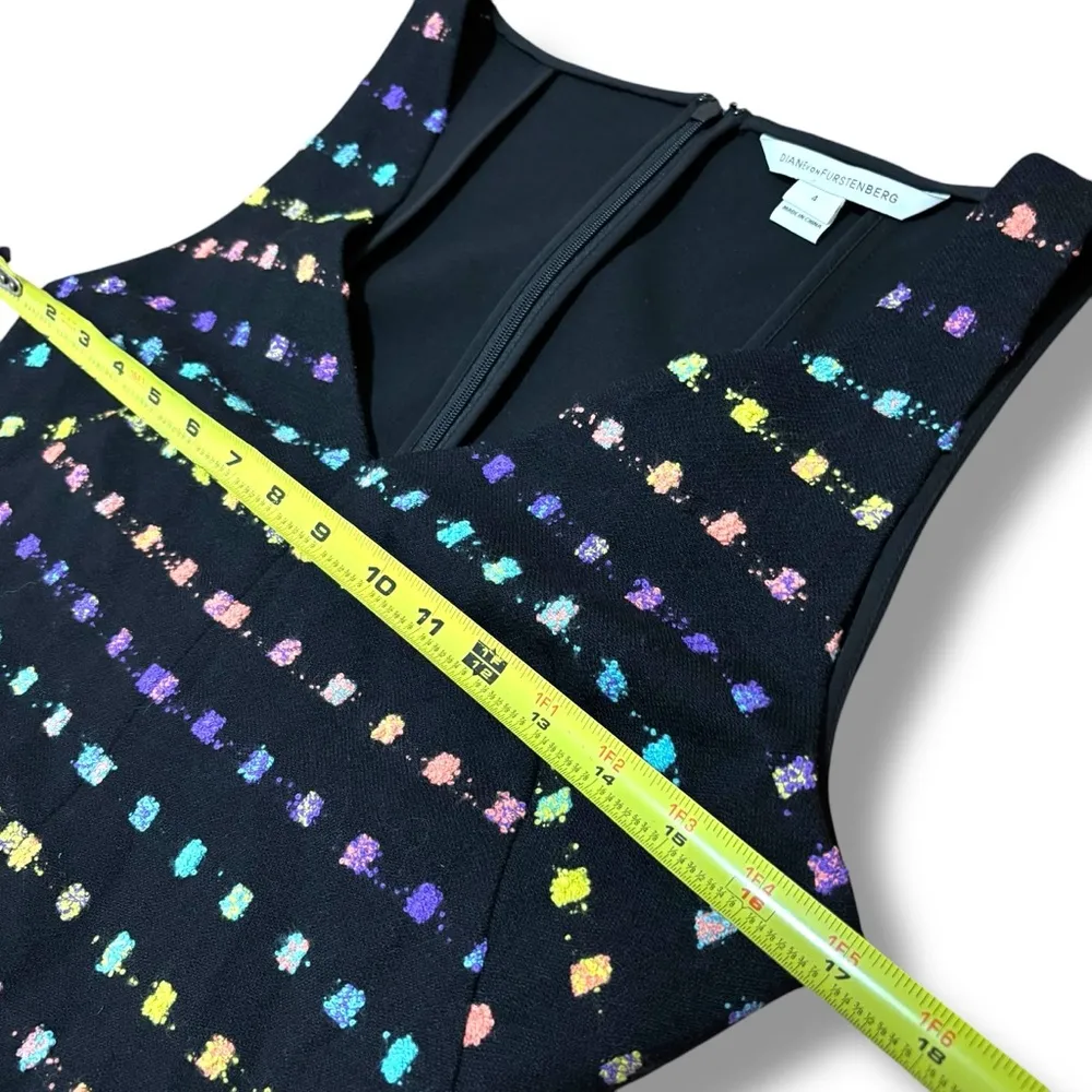 Diane Von Furstenberg DVF  Black Colorful Minetta Sheath Dress - Size 4 - Image 3