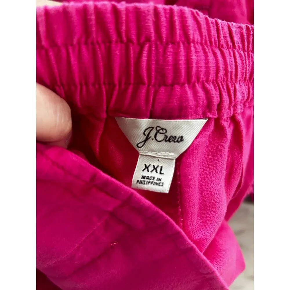 J.Crew Hot Pink Linen Blend Elastic Waist Pull On Shorts Size XXL - Image 4