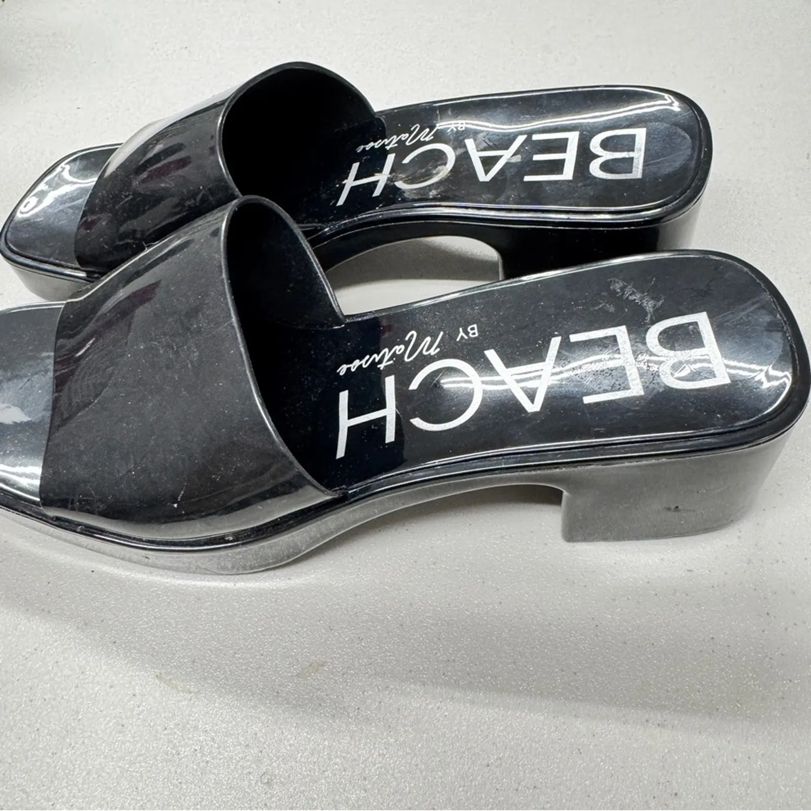 Matisse Beach Black Rubber Slides Chunky Heel Womens 9 Sandal Casual Beachy Shoe - Image 5