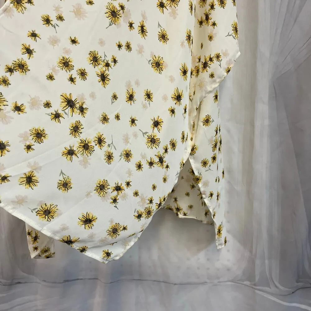 NWT Maurices Yellow Daisy Print Kimono OS Lightweight Floral Open Cardigan Wrap - Image 2