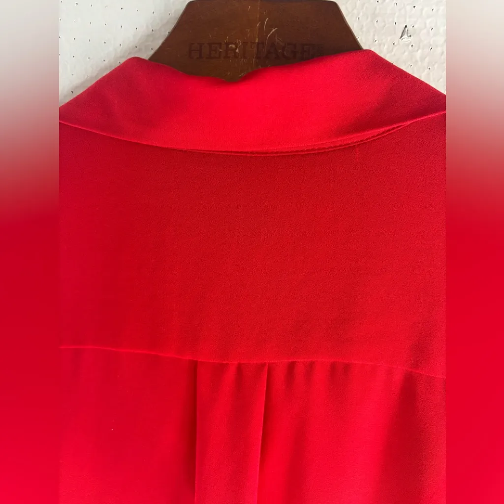 LOFT M Classic Red Button Down Pocketed Workwear Shirt - Image 5