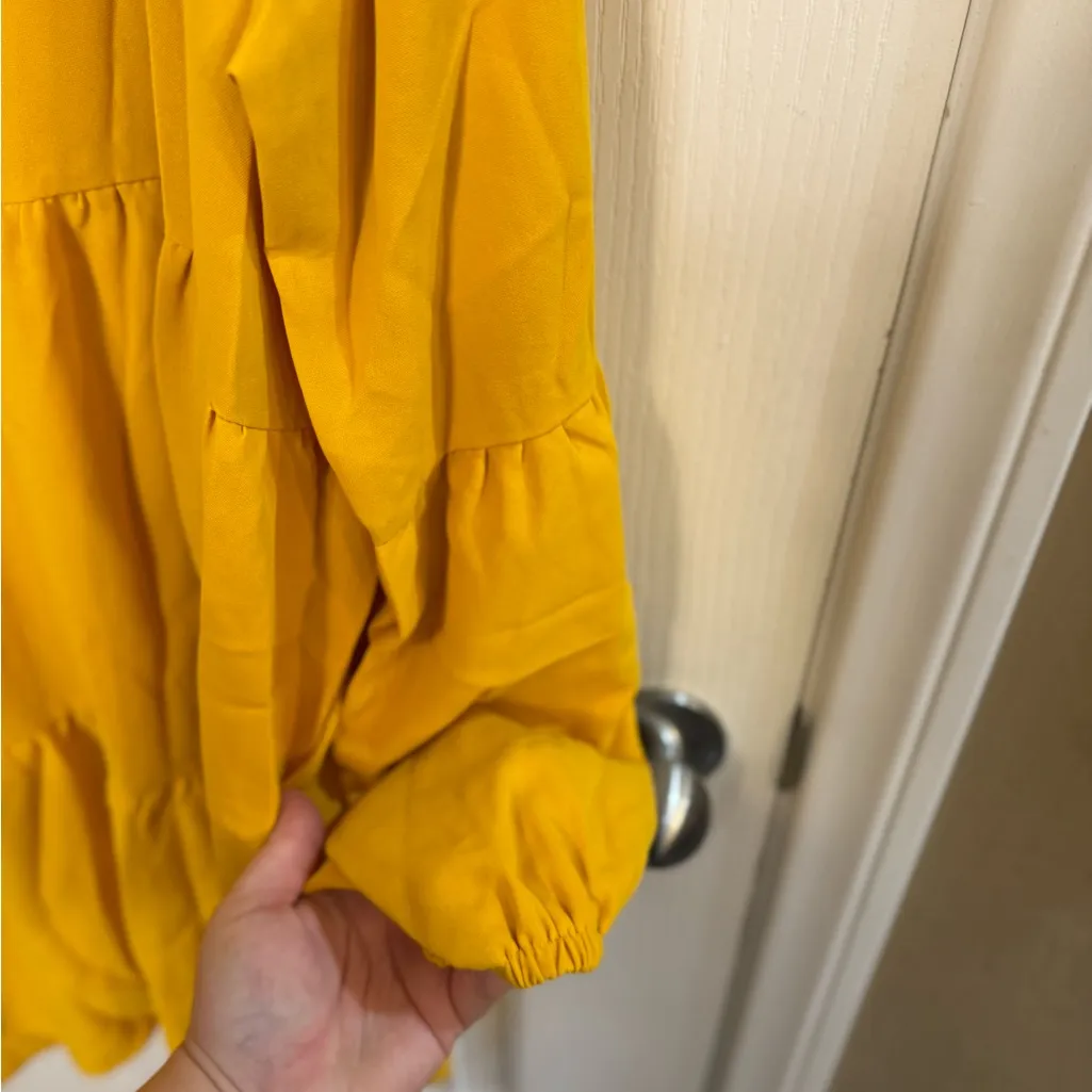 Mustard Yellow V-Neck Dress - Image 3