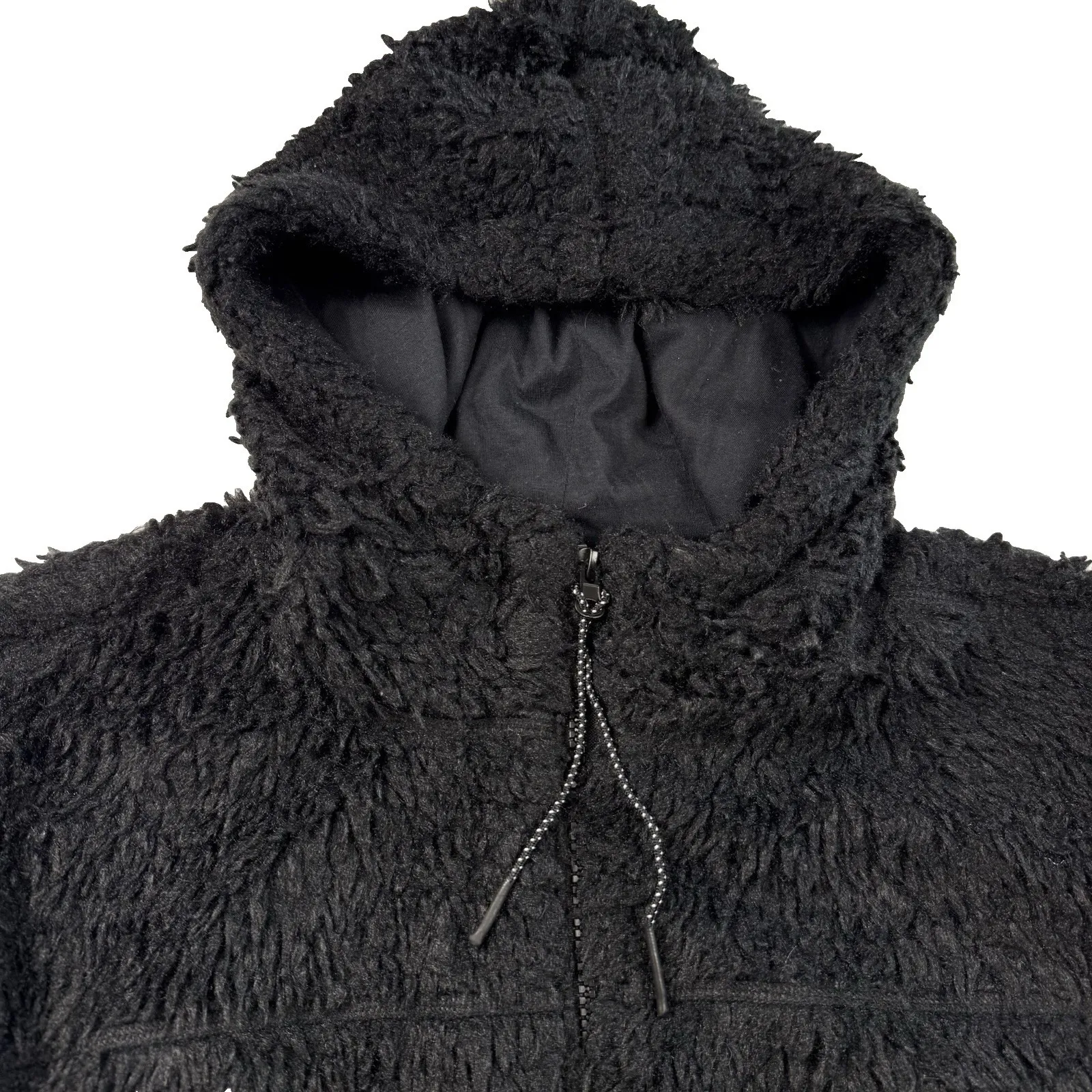 Urban Outfitters BDG Hooded Cropped Teddy Jacket Size Small Black Cozy Basic - Image 6