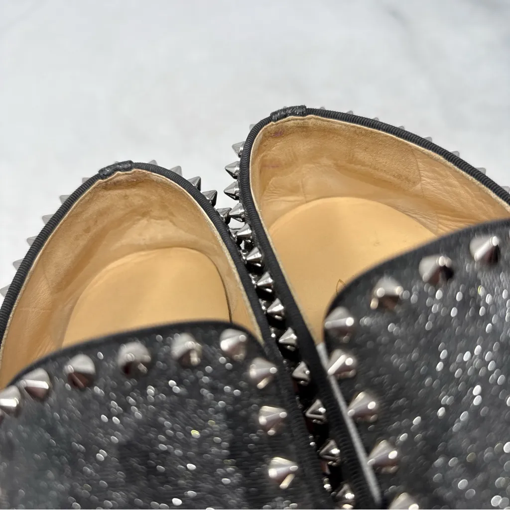 Christian Louboutin Pik Boat Studded Camo Leather Slip On Flat Sneaker Shoes 38 - Image 9