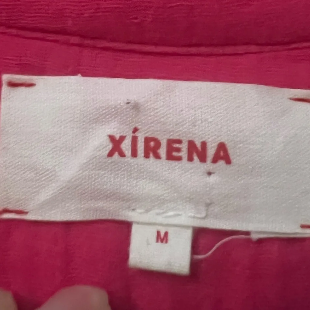 XIRENA Cranberry Pink Gauze Cotton Button Front Midi Dress Size M - Image 5