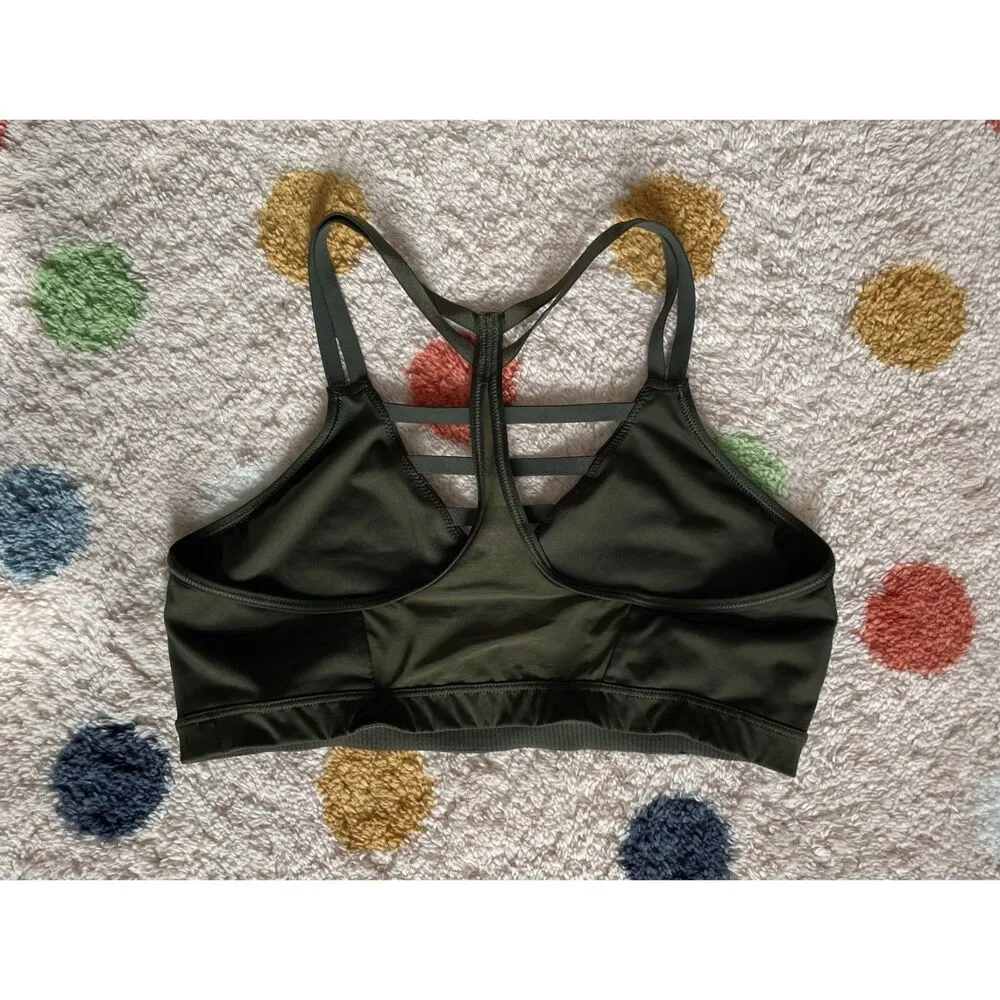Victoria’s Secret Olive Green Strappy Sports Bra | Large | VSX Front Cage Detail - Image 2