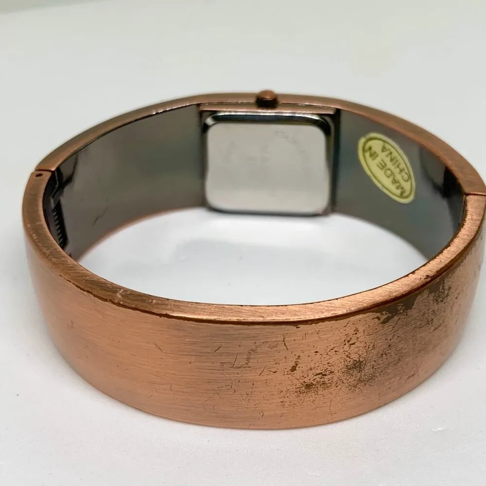 Narmi women’s watch 21mm cooper tone watch pearl dial cuff bracelet size 7” runs - Image 4