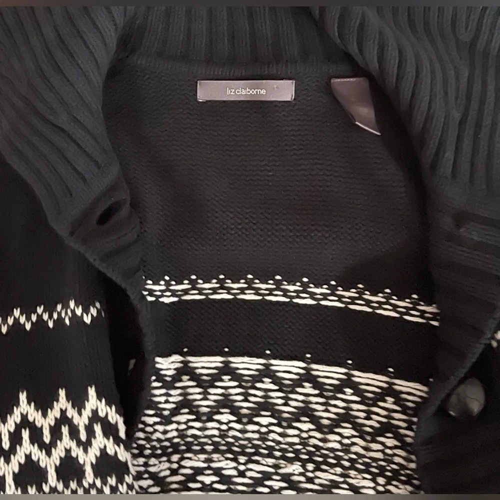 Liz Claiborne Sweater Cardigan in Black Cream - Image 5
