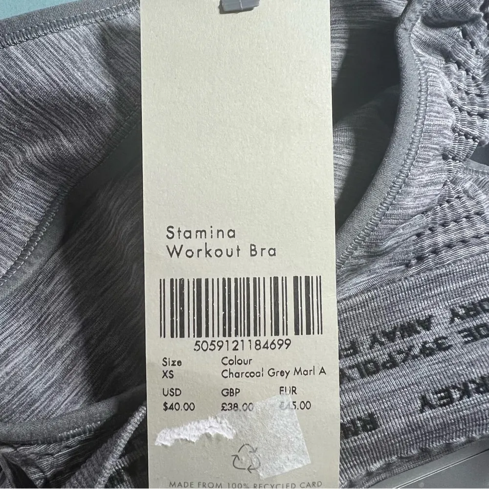NWT Sweaty Betty Stamina Workout Bra Charcoal Grey Marl Sports Size XS 0-2 - Image 12