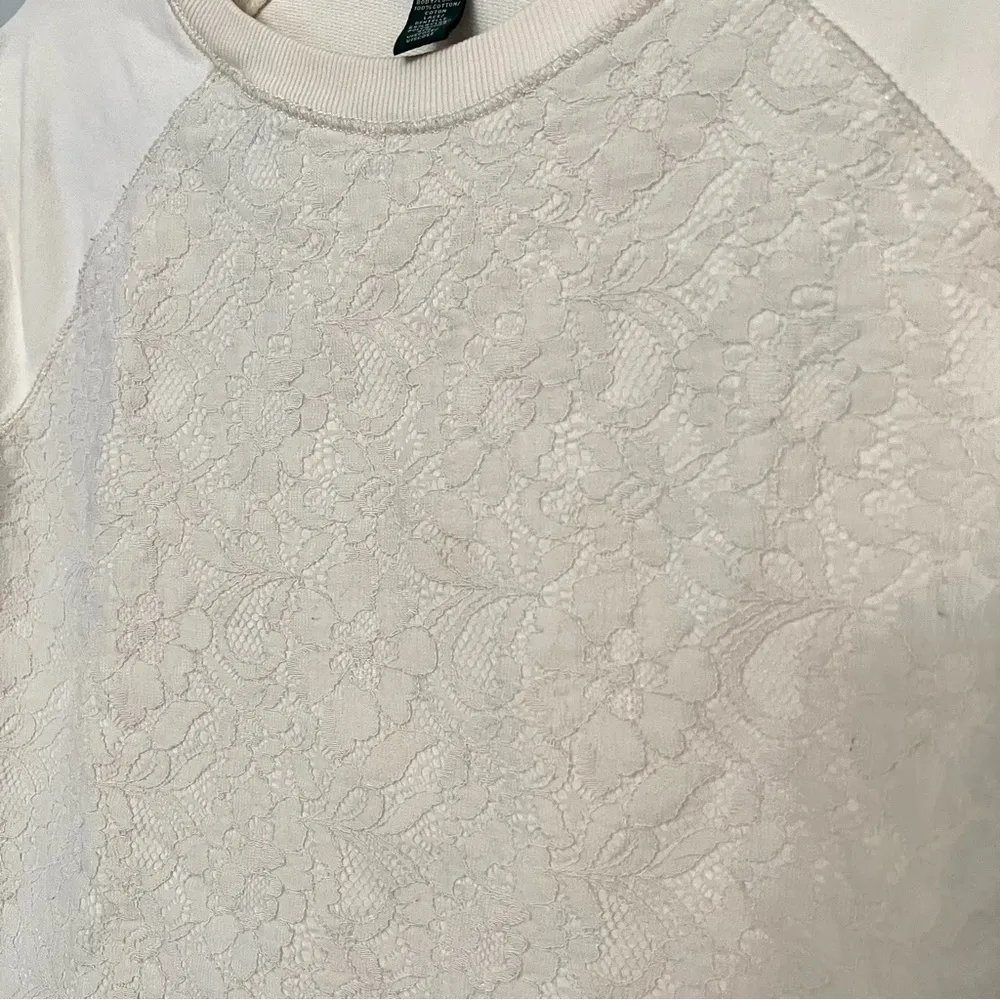 Lauren Ralph Lauren Cream Eyelet Crewneck Sweater Size S - Image 7