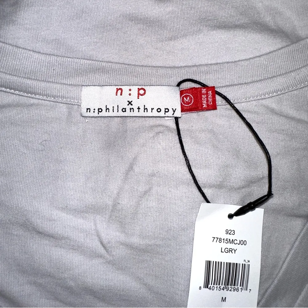 NWT n:Philanthropy Leonardo Short Sleeve V-Neck Side Knot Gray Dress MEDIUM - Image 4