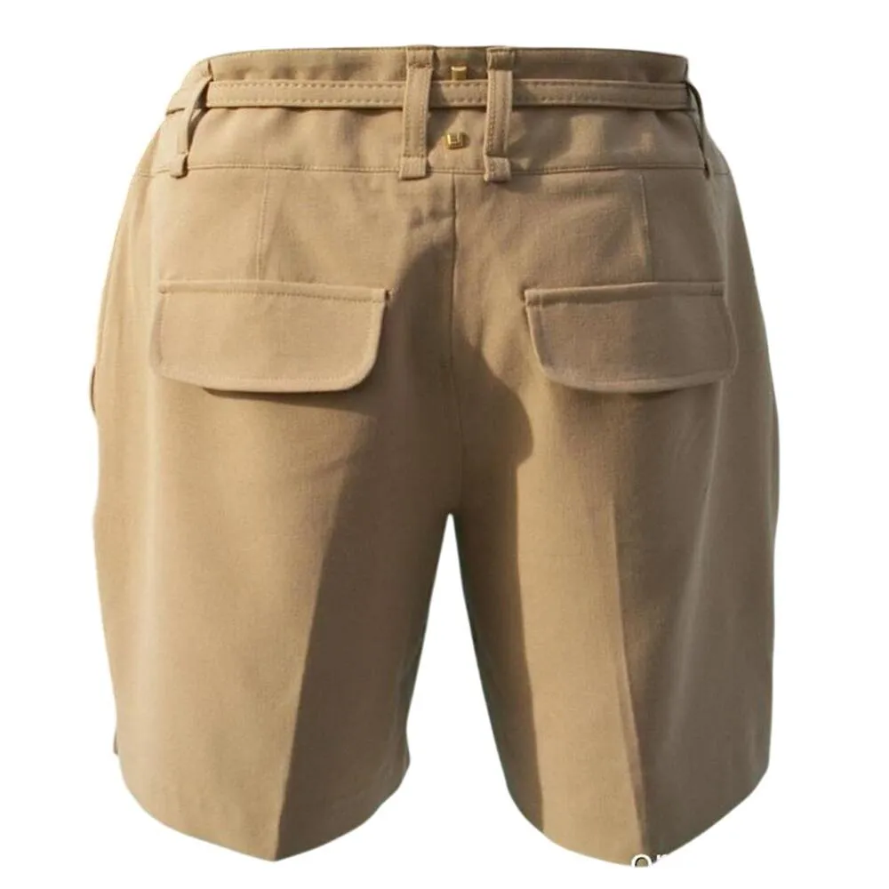 Cache Tan Trouser Removable Belt Pant Lined Metal Stud Short Pockets NWT $88 New - Image 2