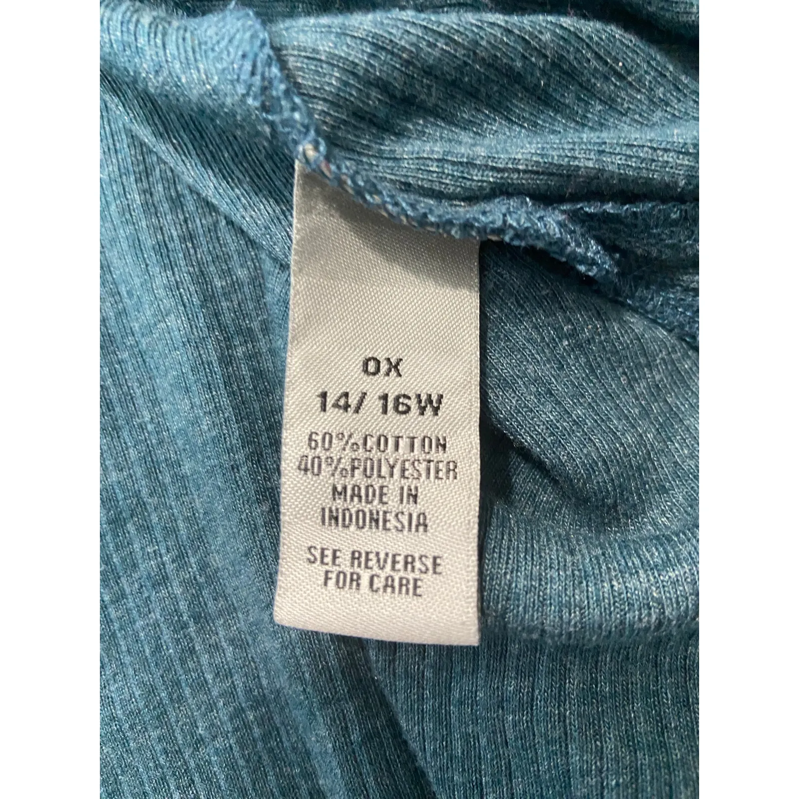 Catherines Sweater Womens 0X 14/16W Teal 3/4 Sleeves Scoop Neck Ribbed Stretch - Image 3