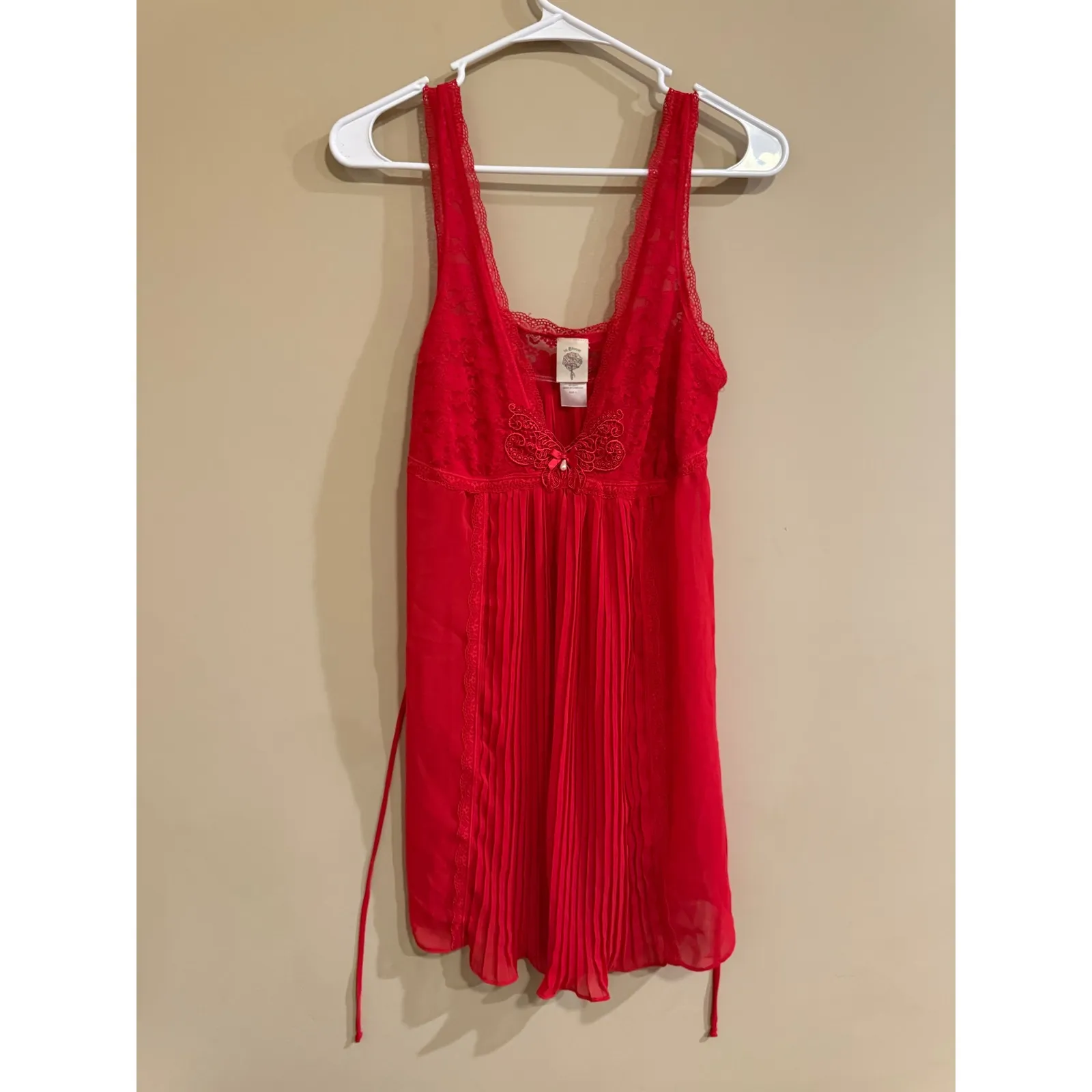 In Bloom Red Lace Pleated Babydoll Nightie L - Image 2