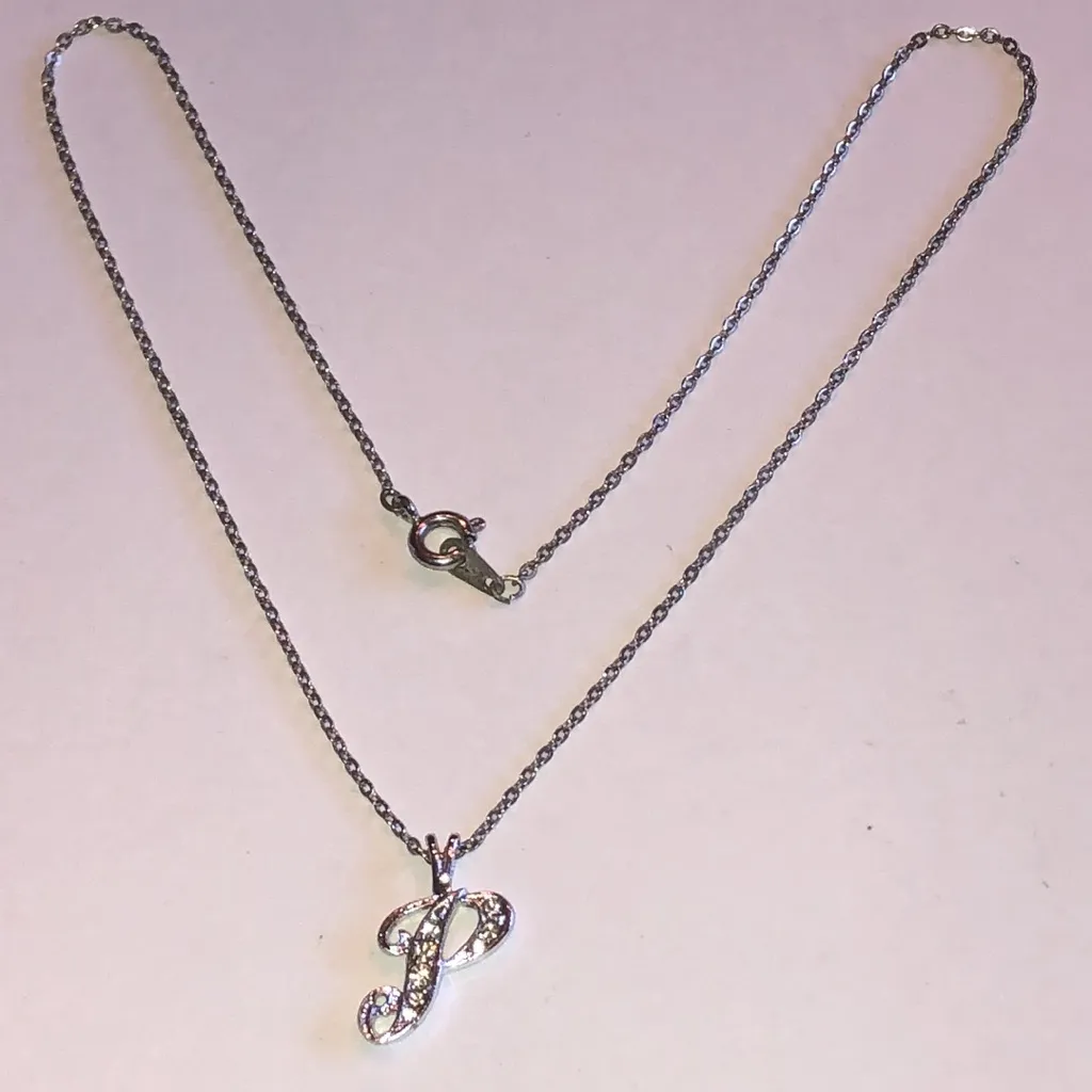 Elegant Silver Tone Initial P Dainty Boho Pendant Necklace - Image 5