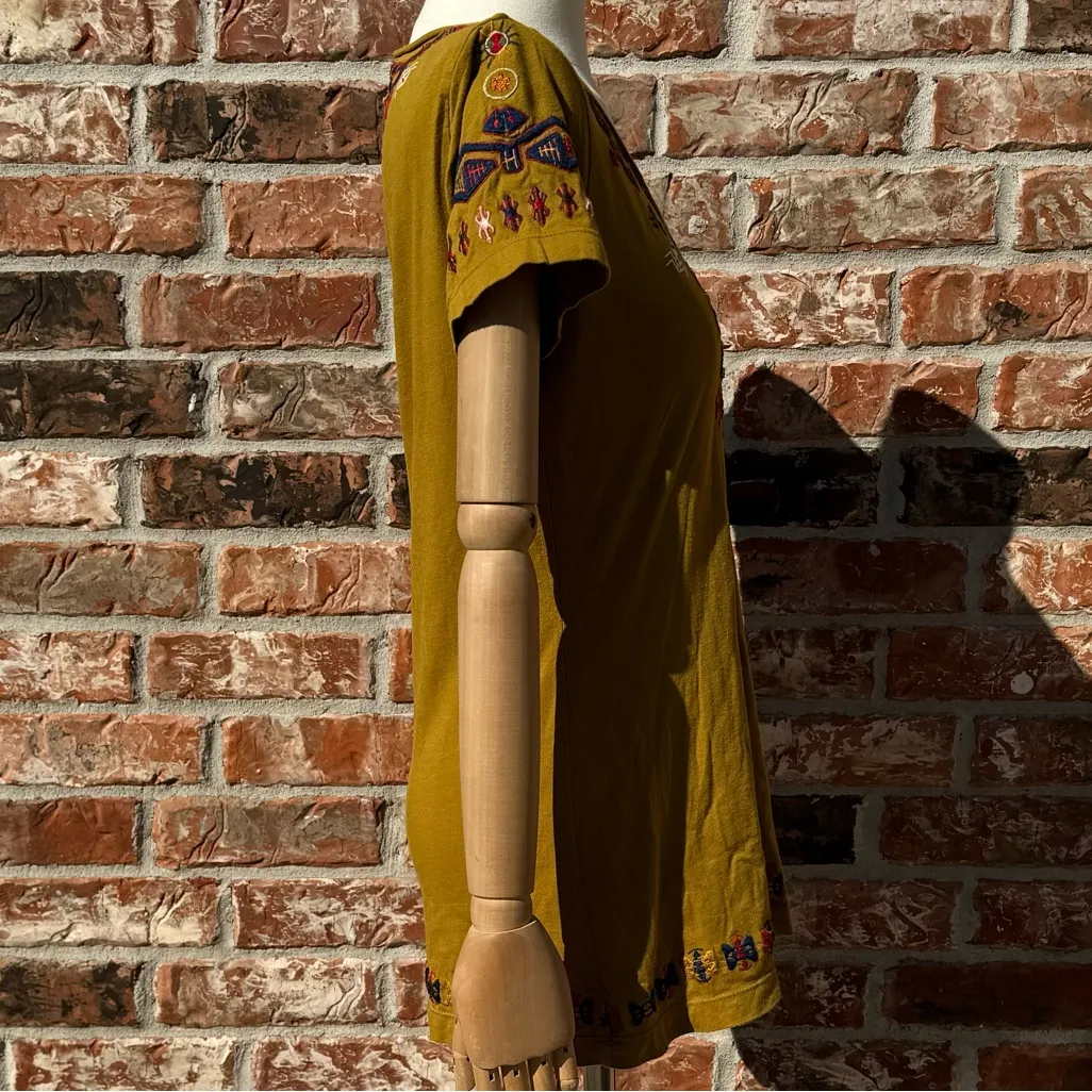 Johnny Was mustard yellow embroidered cotton boho top / S / Excellent condition - Image 5