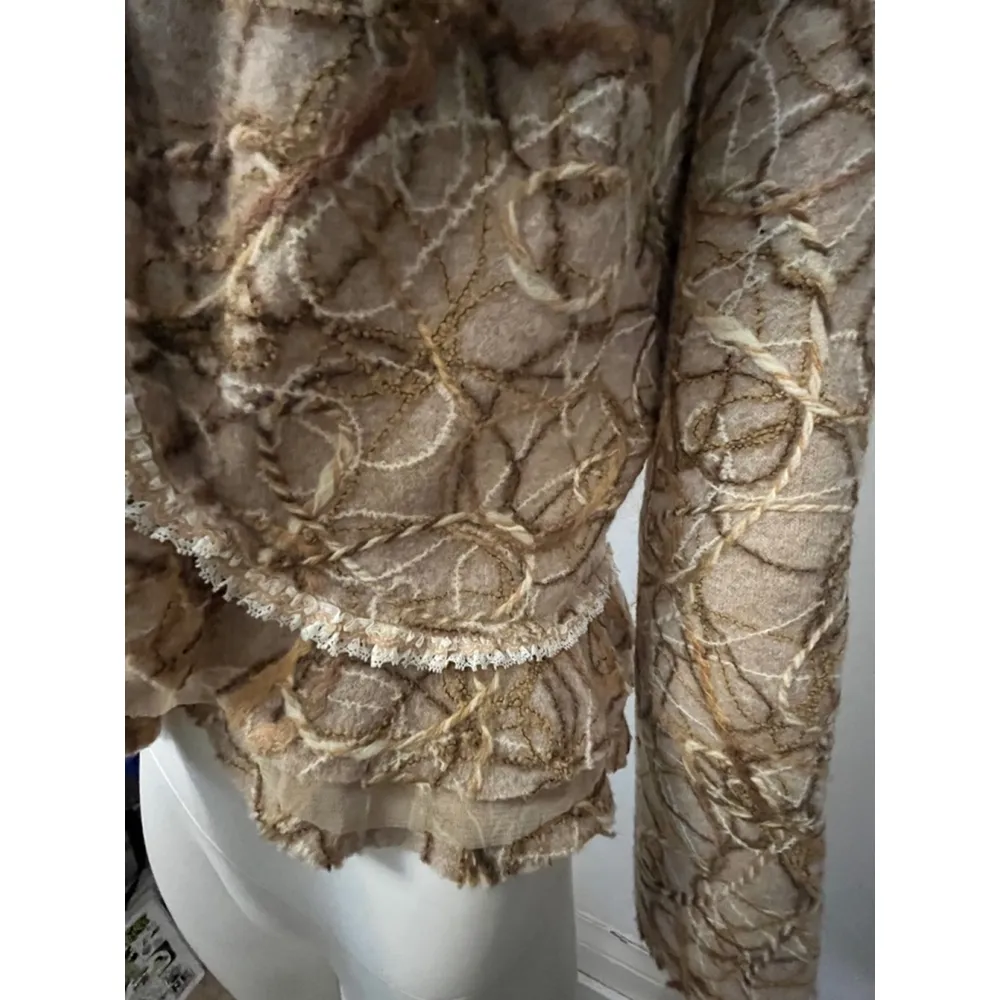 Alberto Makali brown white swirl safari animal print wool blend shacket Size 10 - Image 2