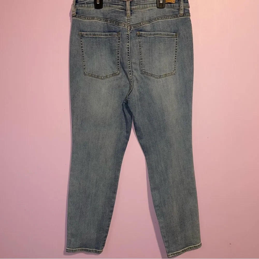 Soft Surroundings Crystal Embellished Jeans Women Size 12P Light Wash High Rise - Image 5