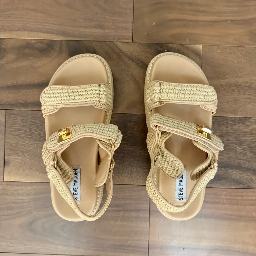 NWOB Steve Madden Big Mona Raffia Sandals - Image 4