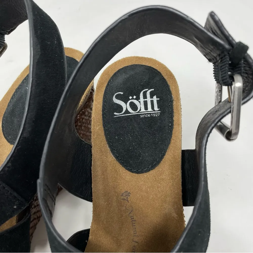 Sofft Haddison Black Suede woven textured Wedge Sandals comfort womens 9 - Image 15