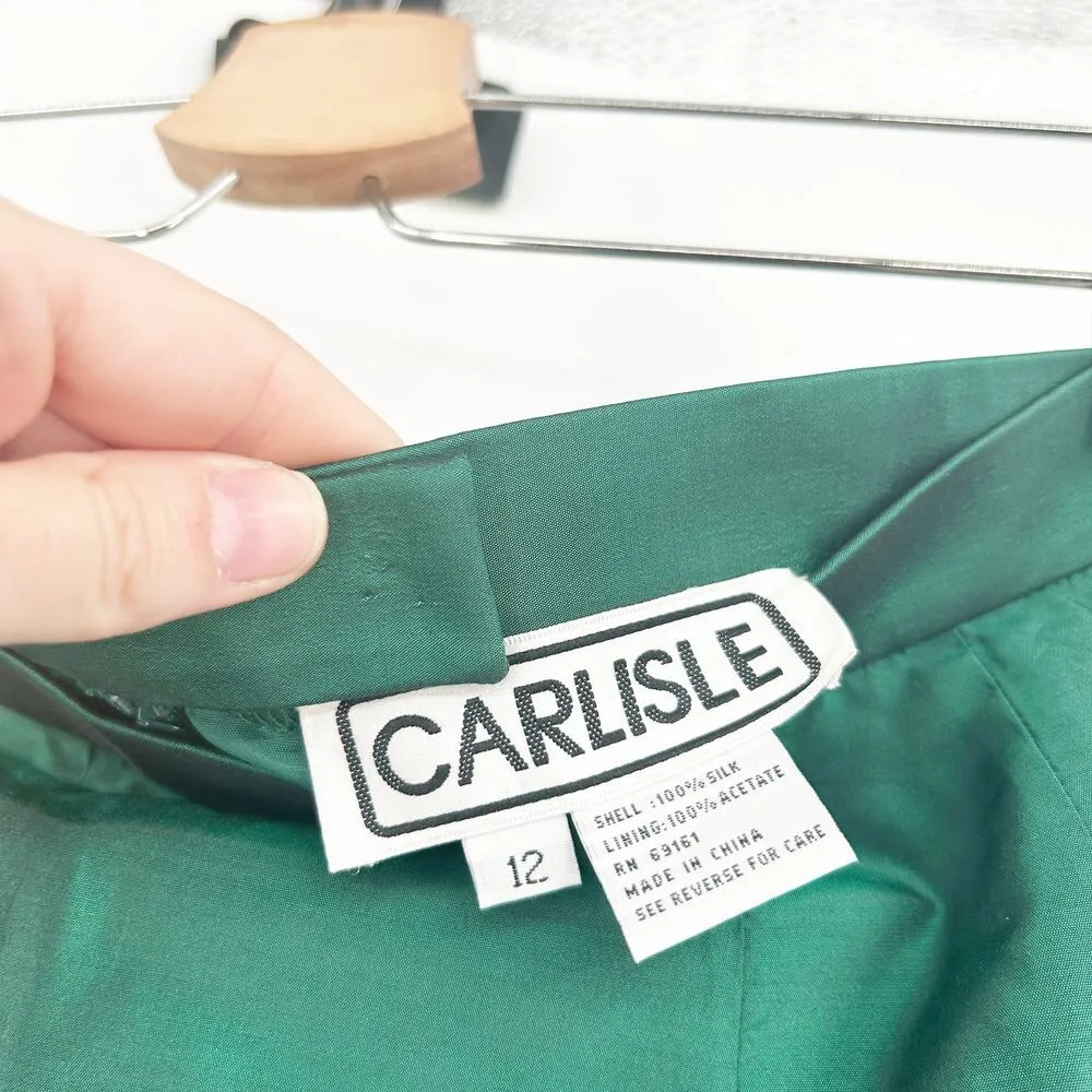 Carlisle Womens Vintage 100% Silk Crop Tank Top & Pencil Skirt Set Size 12 Green - Image 8
