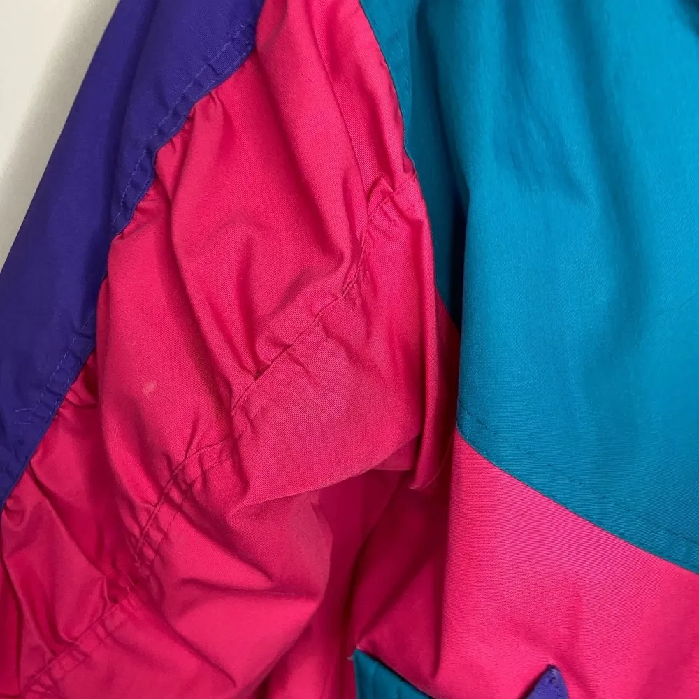 Neon Color Block Winter Ski Snow Jacket Size Medium HTF Rare 80s 90s - Image 5