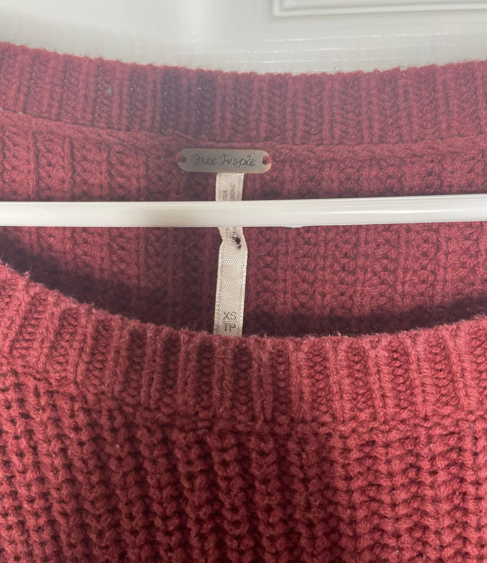 Free People Maroon Cropped Sweater - Image 3