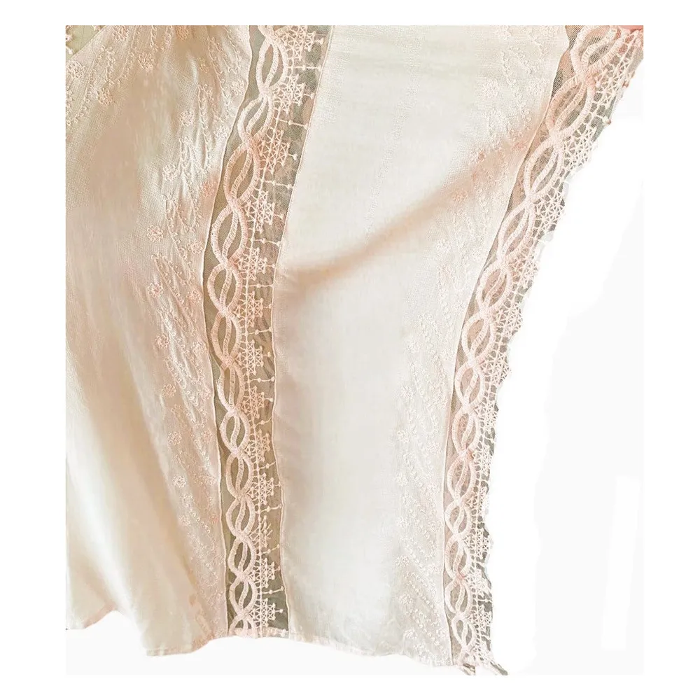 CHICO'S Boho Pink Sheer Lace Embroidered Bohemian Poncho ~ Women's Oversized S/M - Image 9