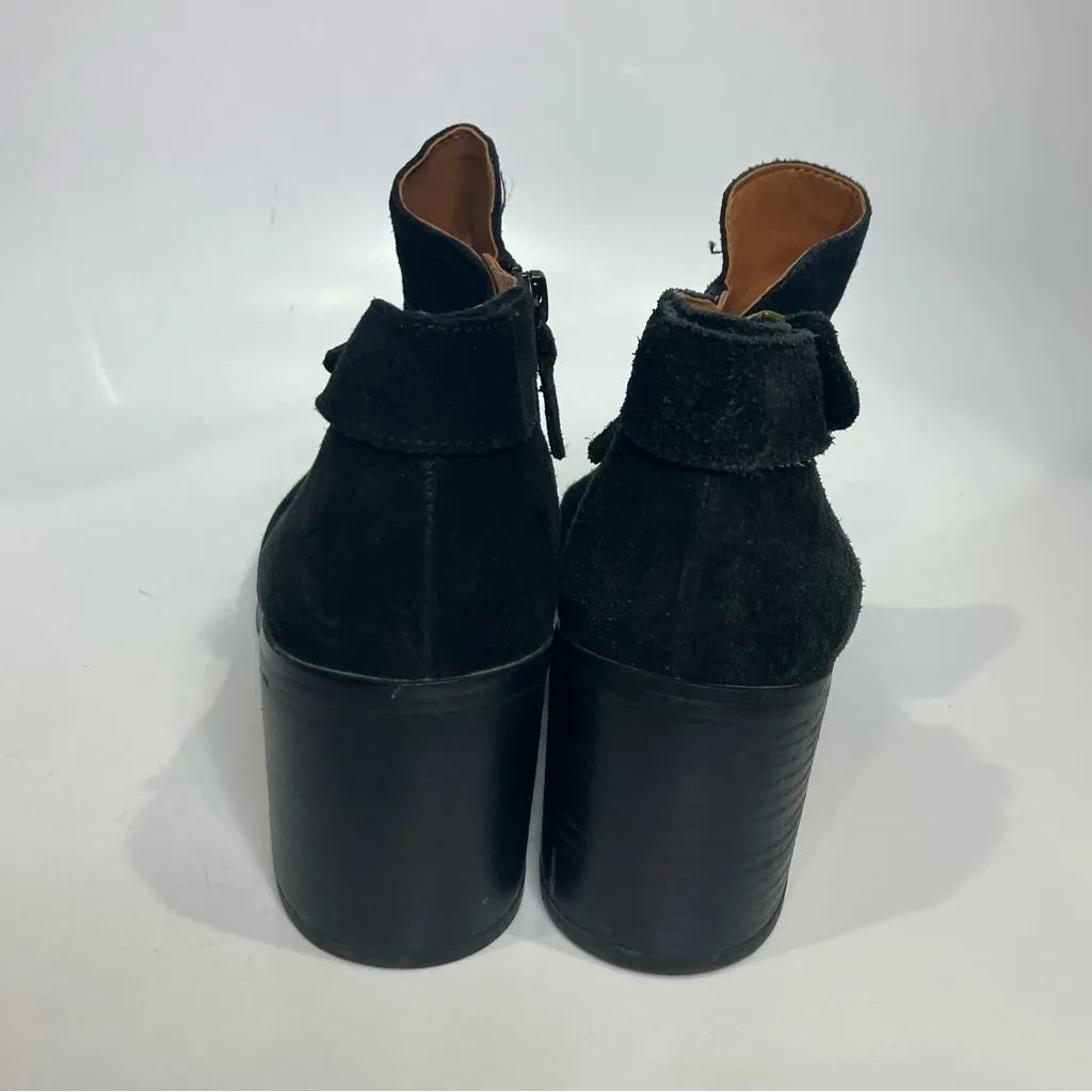 Franco Sarto black suede ankle boots block heel women’s size 8.5 business casual - Image 4