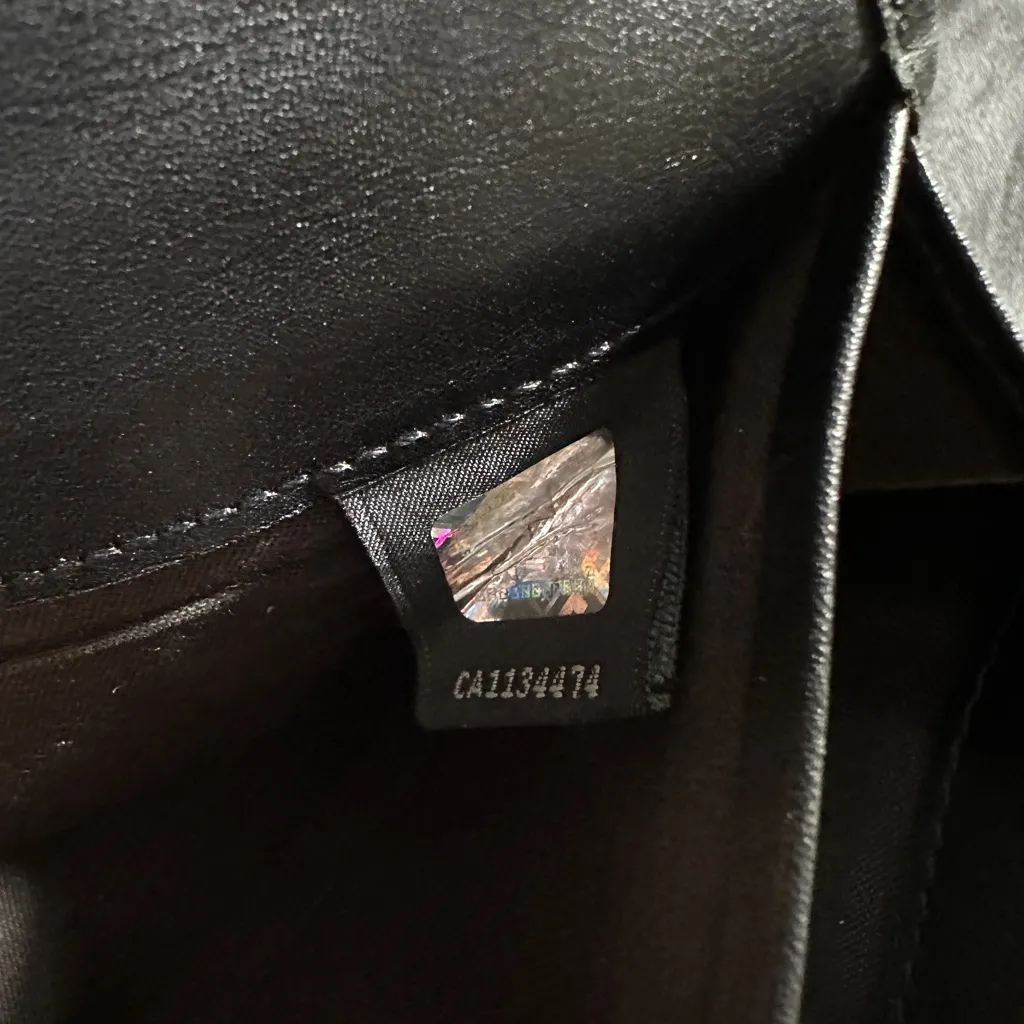 Fendi Zucchino Vintage Black Logo Flap Wallet Clutch with Silver Buckle EUC - Image 9