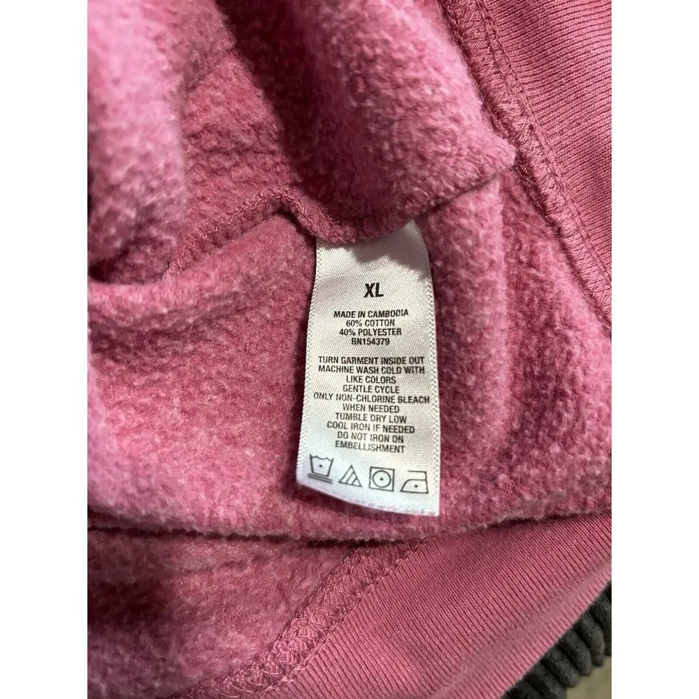Pink/White Hoodie Sweatshirt Size XL Long Sleeve Logo Graphic Pocket - Image 7