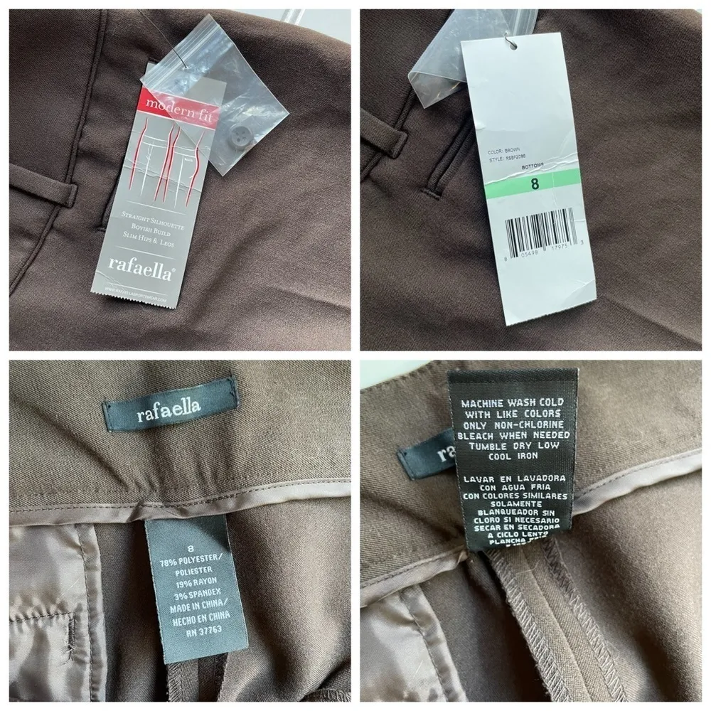 Rafaella Trouser Dress Pant Brown Size 8 NWT straight 31L mid rise Modern Fit - Image 4