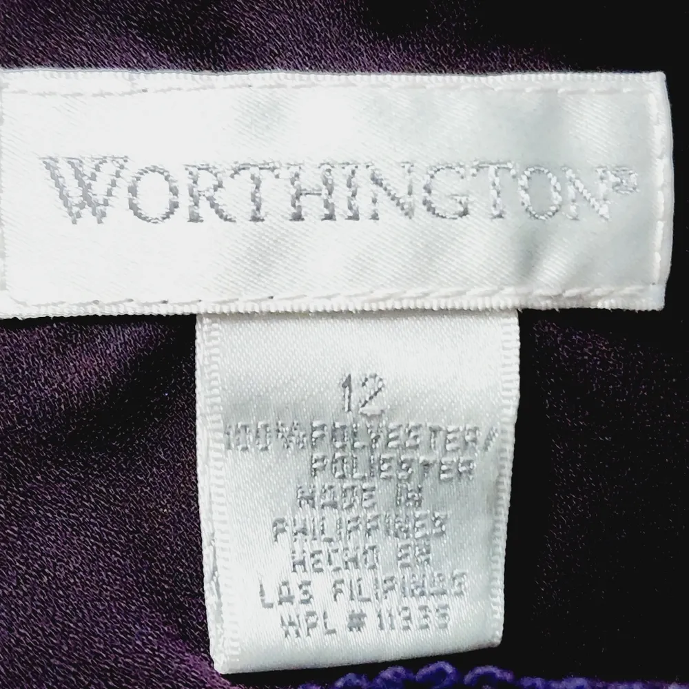 Worthington Plum Paisley Chiffon Bias Cut Midi Skirt Size 12 - Image 6