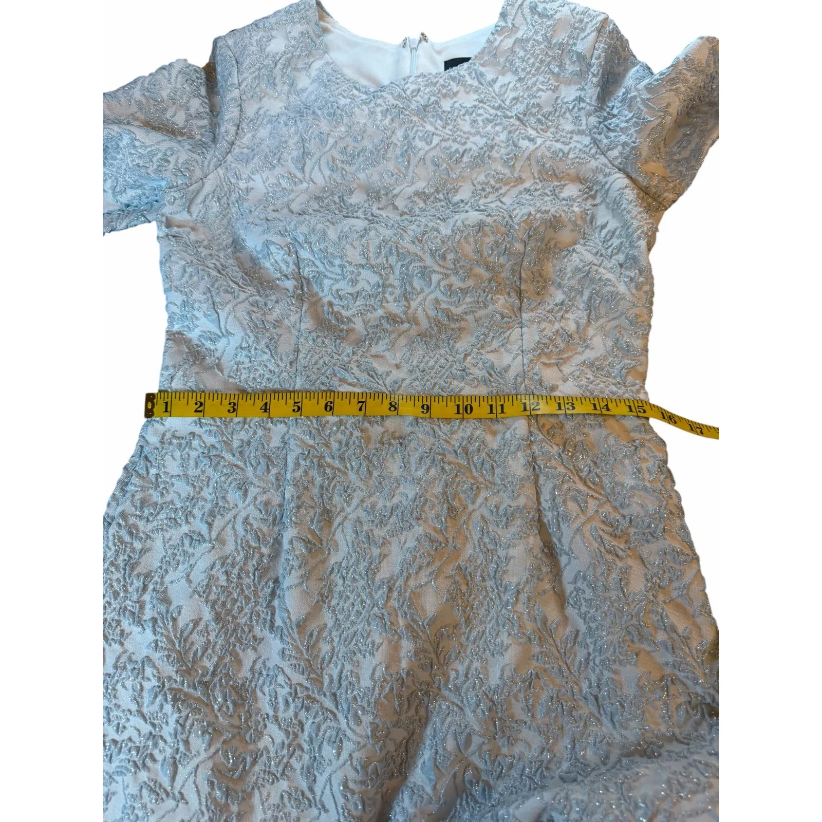 Betsy & Adam Ice Blue and Silver Jacquard Midi Dress - Size 14W - Image 6