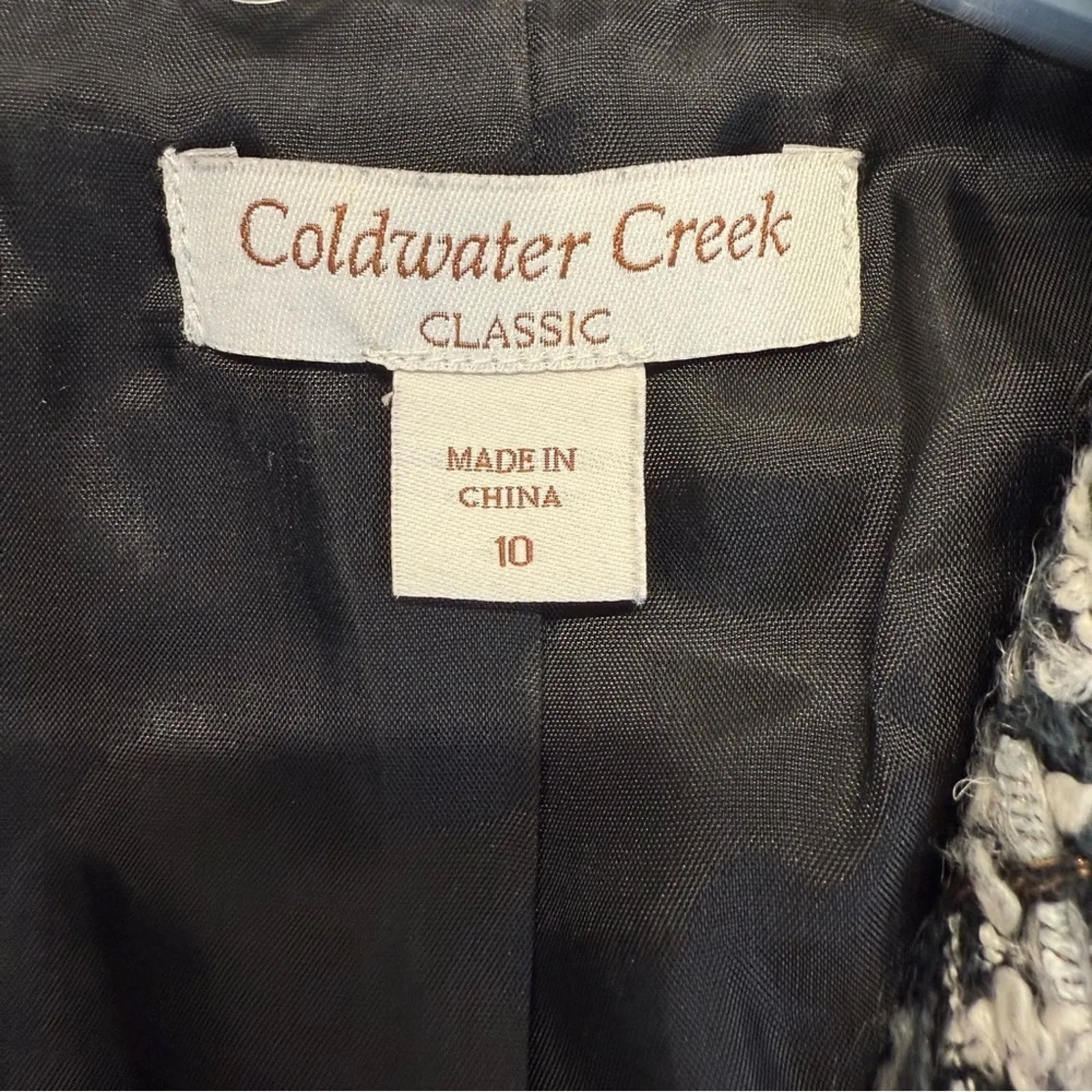 Coldwater Creek Moto Blazer Jacket Black White Wool Mohair Women’s 10 Petite - Image 4