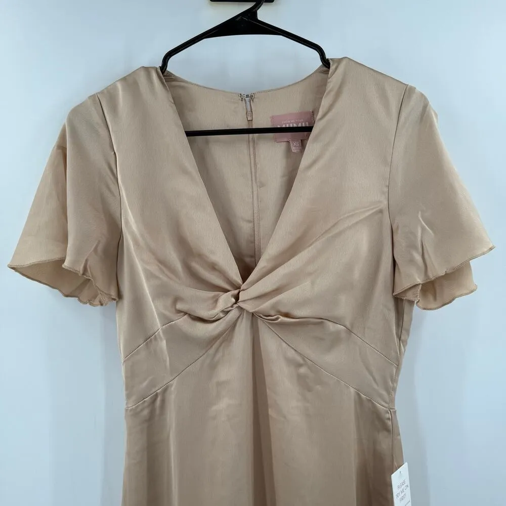 Show Me Your MuMu Rome Twist Gown Dress SZ Extra Small Champagne Luxe Satin Maxi - Image 11