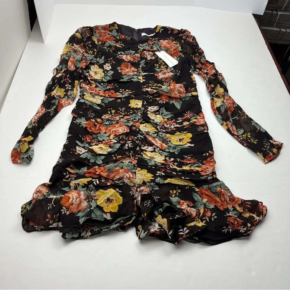 Veronica Beard Hedera Floral Mini Dress Womens 8 Oxblood Black Red Floral‎ NEW - Image 3