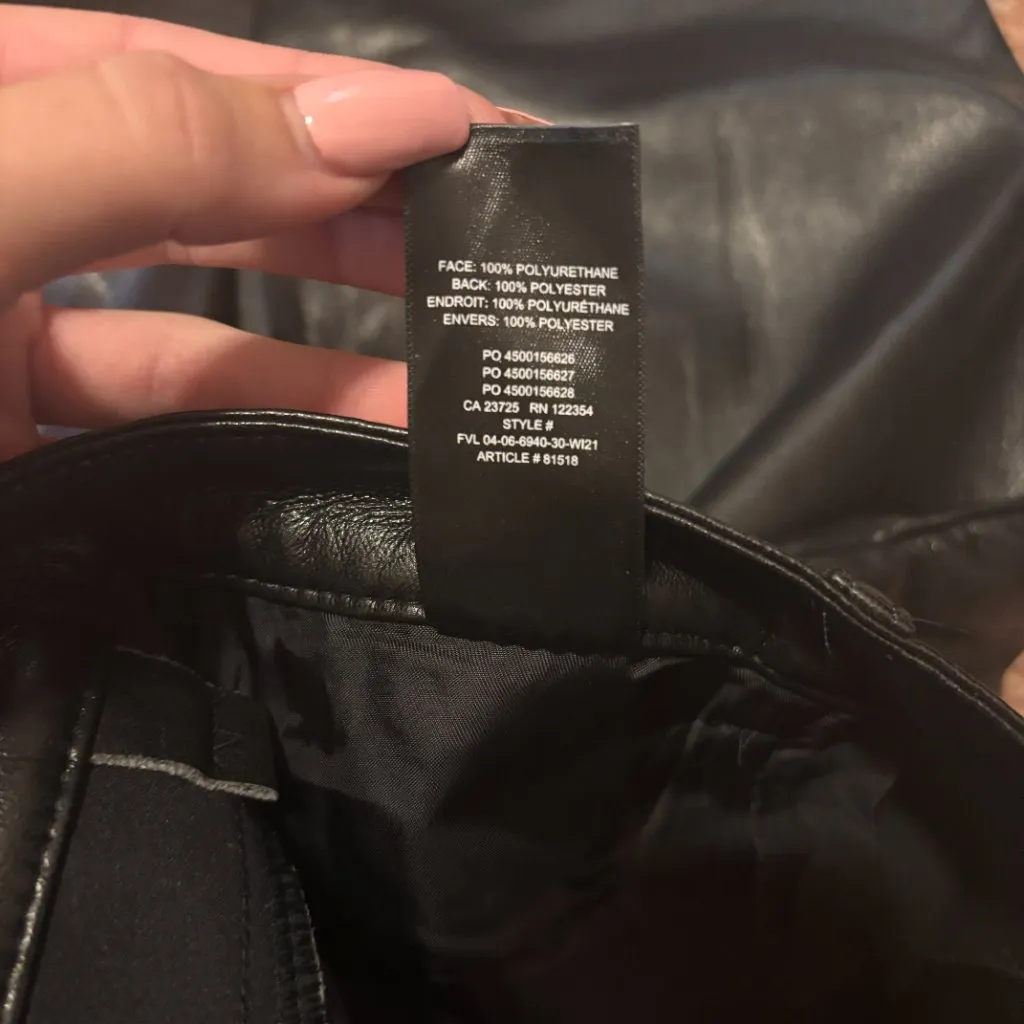 Aritzia Wilfred Womens Sz 4 The Melina Pant Vegan Leather Black #81518 HighWaist - Image 6