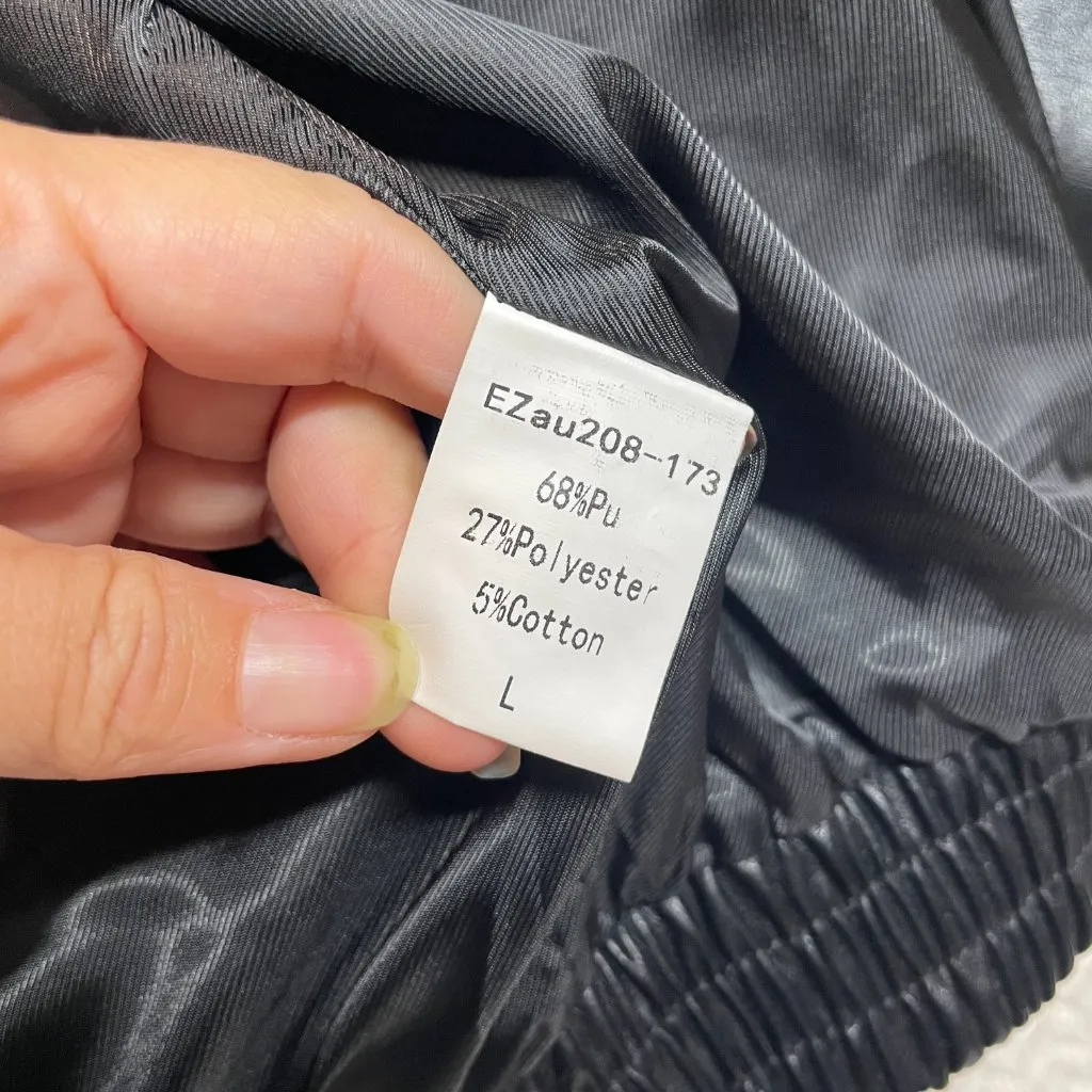 Automet Womens Black Faux Leather Bomber Bikercore Jacket Large NWT - Image 11