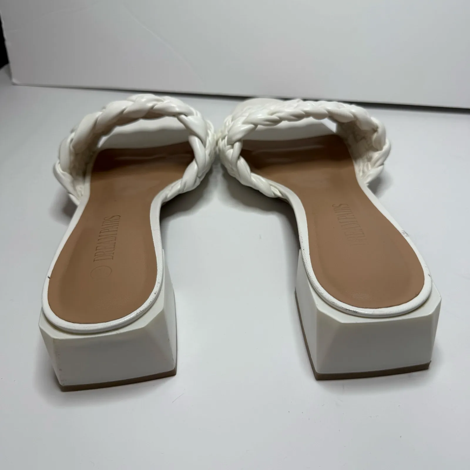 Dream Pairs Womens‎ White Braided Slip On Sandals Size 10 - Image 7