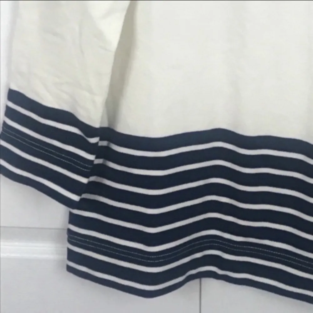 J. Crew Size XS Nautical Navy Colorblock Striped Cotton Crewneck Sweatshirt - Image 3