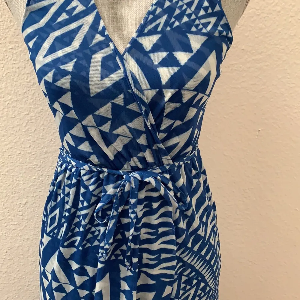 Sweet Pea Stacy Frati blue mesh maxi dress XS sleeveless Beautiful Excellent - Image 6