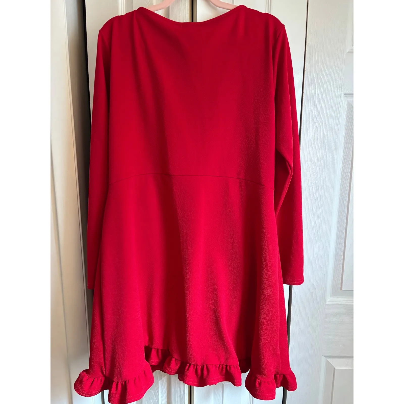 PrettyLittleThing Red Ruffle Trim Dress – NWT – Size 20 – Flirty Wrap Front - Image 6