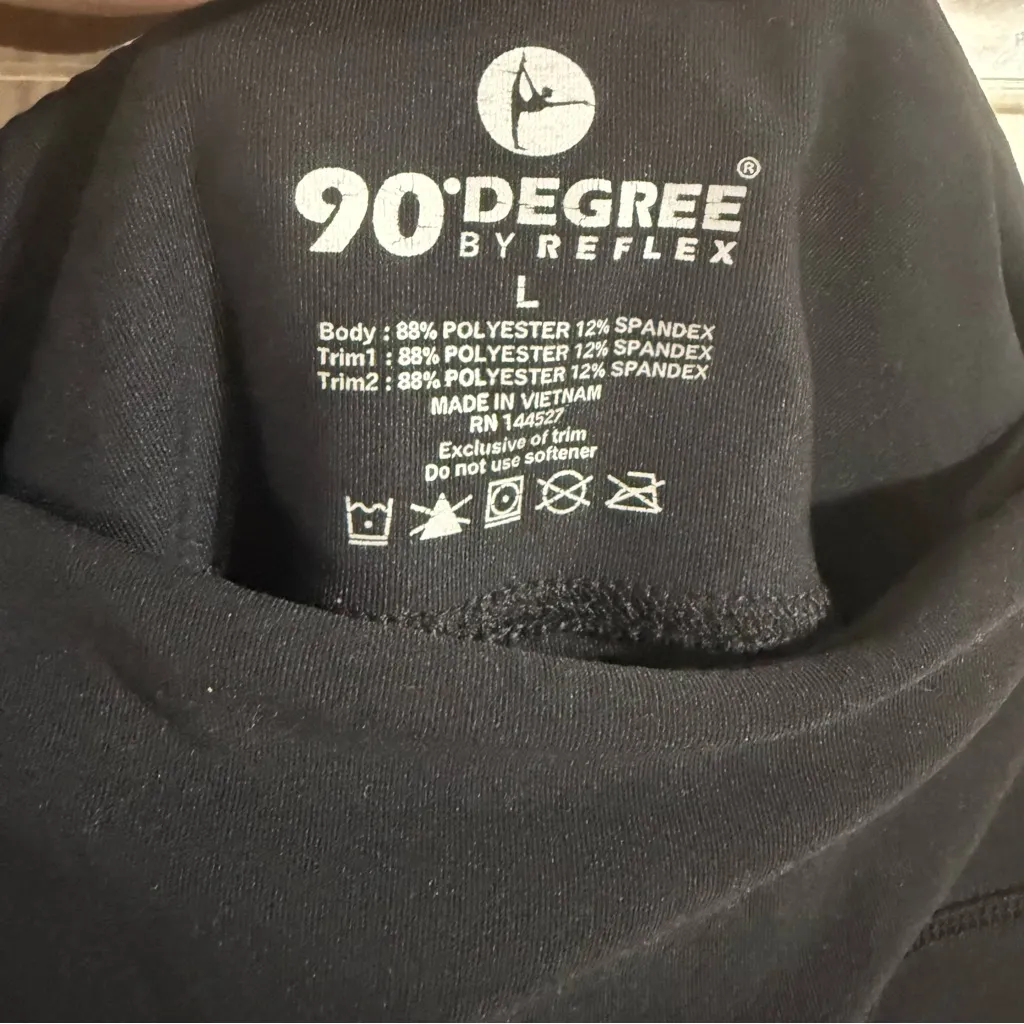 90 Degree By Reflex Jet Black Leggings Size L - Image 3