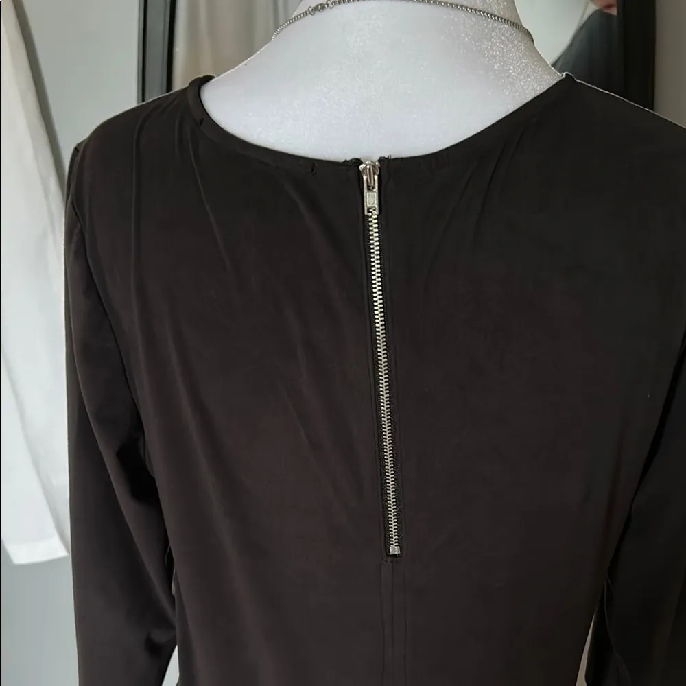 Allison Joy. Black Long Sleeve Dress with Zipper Detail - Image 4