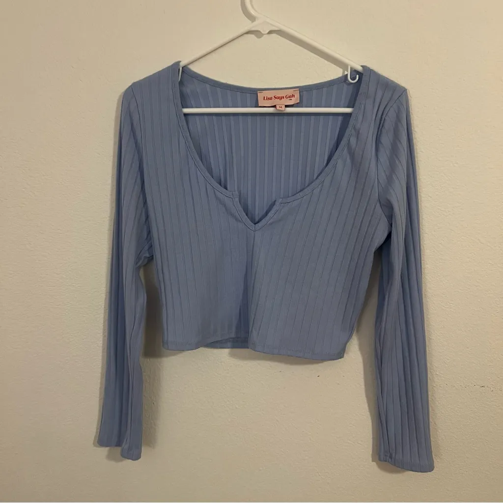 Lisa Says Gah Blue Long Sleeve Top - Image 2